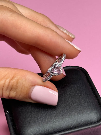 ANILLO DE PROMESA PLATEADO-ROSADO