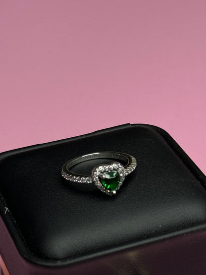 ANILLO DE PROMESA PLATEADO - VERDE