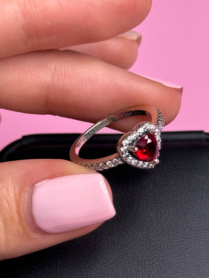 ANILLO DE PROMESA PLATEADO-ROJO