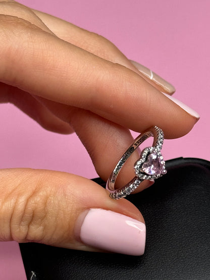 ANILLO DE PROMESA PLATEADO-ROSADO